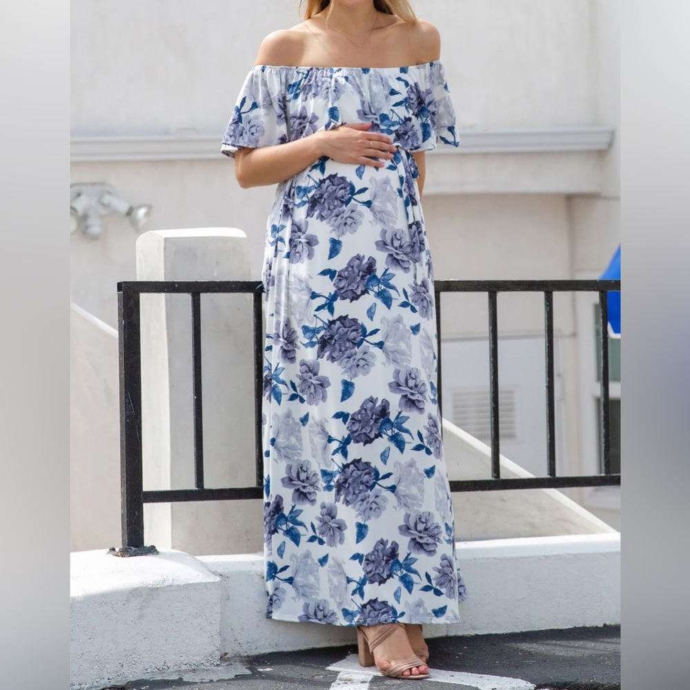 Floral Pink Blush Maternity Dress